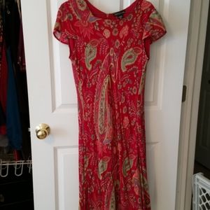 Multi print cap sleeved dress